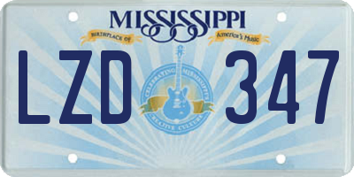 MS license plate LZD347