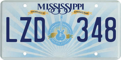 MS license plate LZD348