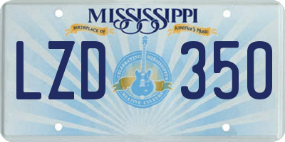 MS license plate LZD350