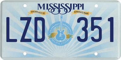 MS license plate LZD351