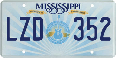 MS license plate LZD352