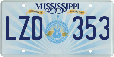 MS license plate LZD353