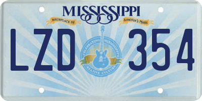 MS license plate LZD354