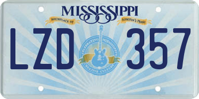 MS license plate LZD357