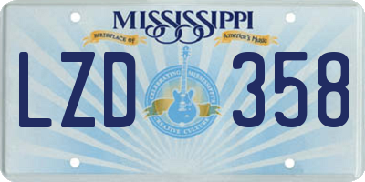 MS license plate LZD358
