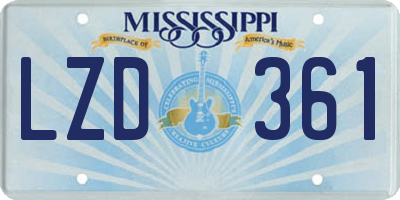MS license plate LZD361