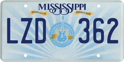 MS license plate LZD362