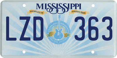 MS license plate LZD363