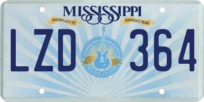 MS license plate LZD364