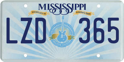 MS license plate LZD365