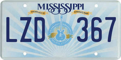 MS license plate LZD367