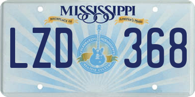 MS license plate LZD368