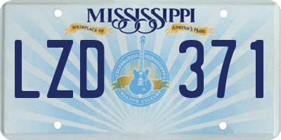 MS license plate LZD371