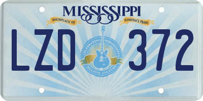 MS license plate LZD372