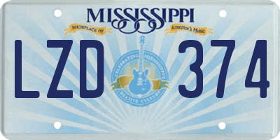 MS license plate LZD374