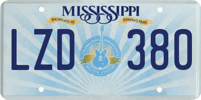 MS license plate LZD380