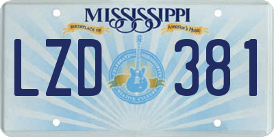 MS license plate LZD381