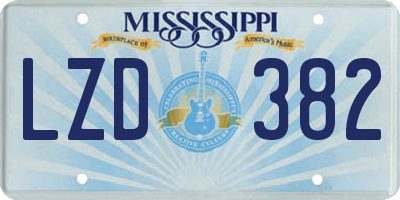 MS license plate LZD382