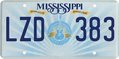 MS license plate LZD383