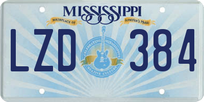 MS license plate LZD384