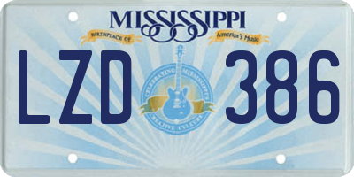 MS license plate LZD386