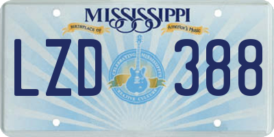 MS license plate LZD388