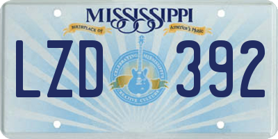 MS license plate LZD392