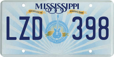MS license plate LZD398