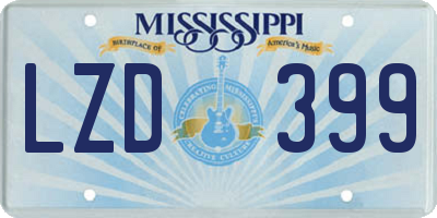 MS license plate LZD399