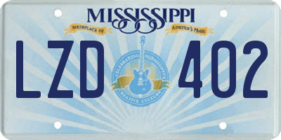 MS license plate LZD402