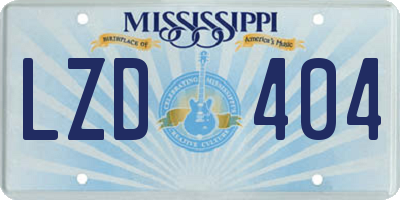 MS license plate LZD404