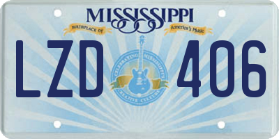 MS license plate LZD406