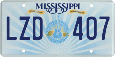 MS license plate LZD407