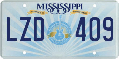MS license plate LZD409