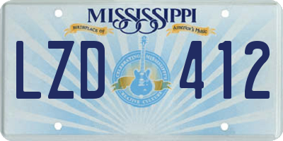 MS license plate LZD412
