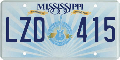 MS license plate LZD415