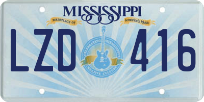MS license plate LZD416