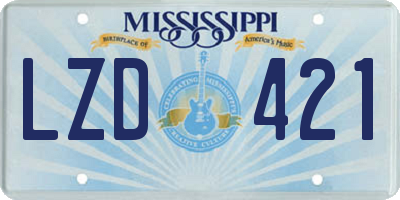 MS license plate LZD421