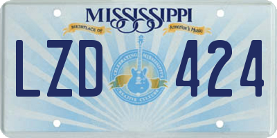MS license plate LZD424