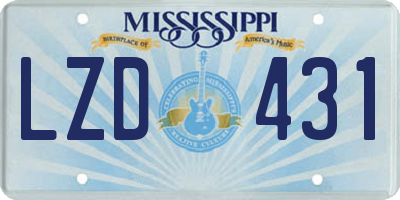 MS license plate LZD431