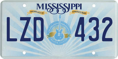 MS license plate LZD432