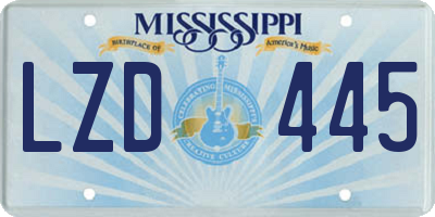 MS license plate LZD445