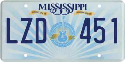 MS license plate LZD451
