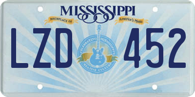 MS license plate LZD452