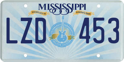 MS license plate LZD453
