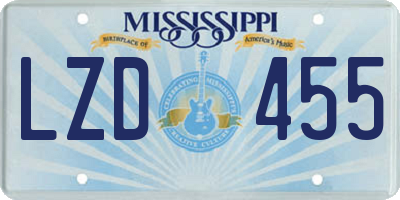 MS license plate LZD455