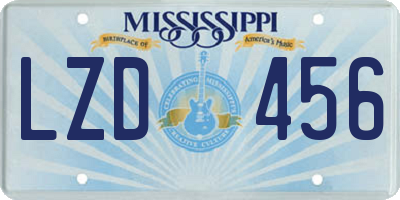 MS license plate LZD456