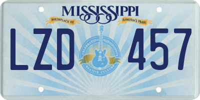 MS license plate LZD457
