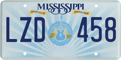 MS license plate LZD458