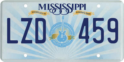 MS license plate LZD459